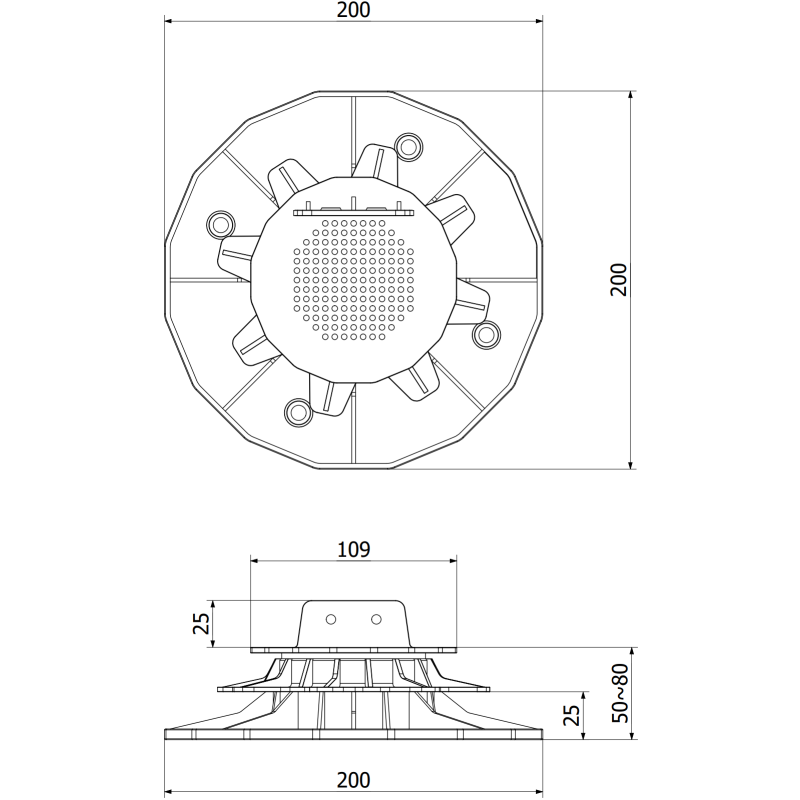 Mexen UniB wspornik tarasowy regulowany pod legar 50-80 mm - C9901-050-080
