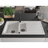 Mexen Andres fregadero de granito de 1,5 senos con escurridor y grifo de cocina Duero, blanco - 6515-20-671600-70
