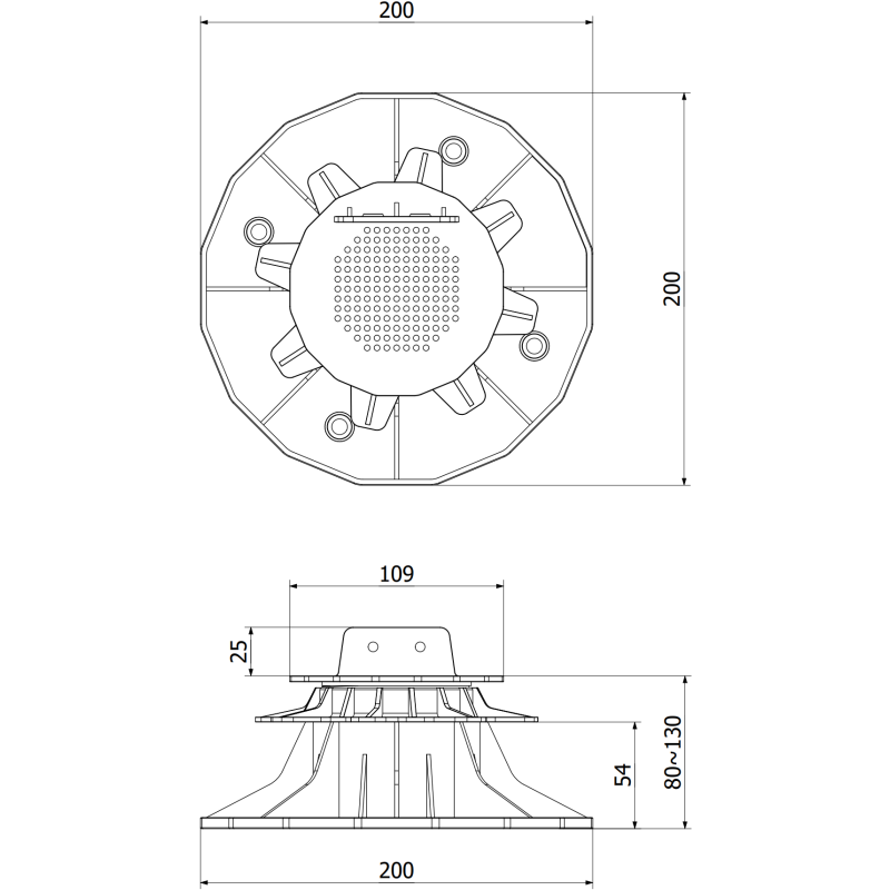 Mexen UniB wspornik tarasowy regulowany pod legar 80-130 mm - C9901-080-130