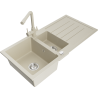 Mexen Andres fregadero de granito 1,5 senos con escurridor y grifo de cocina Duero, beige - 6515-69-671600-69
