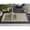 Mexen Andres 1,5-kamerige granieten gootsteen met afdruiprek en keukenmengkraan Duero, beige - 6515-69-671600-69