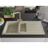 Mexen Andres granitische gootsteen 1,5-kamer met afdruiprek en keukenkraan Duero, beige - 6515-69-671600-50