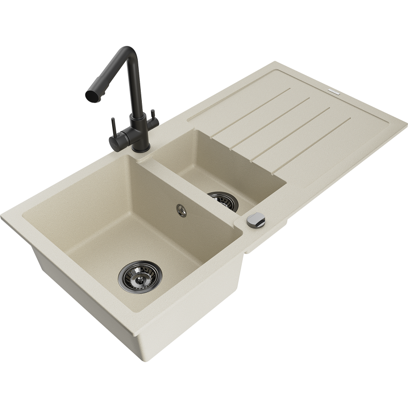 Mexen Andres 1,5-kammioinen graniittiallas valutustasolla ja keittiöhanalla Duero, beige - 6515-69-671600-70