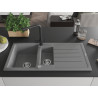 Mexen Andres fregadero de granito de 1,5 senos con escurridor y grifo de cocina Duero, gris - 6515-71-671600-70