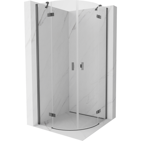 Mexen Mist kabina prysznicowa półokrągła uchylna 70 x 70 cm, transparent, gun gray szczotkowany - 8A33-070-070-66-00