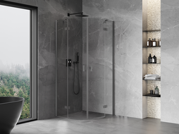 Mexen Mist kabina prysznicowa półokrągła uchylna 70 x 70 cm, transparent, gun gray szczotkowany - 8A33-070-070-66-00