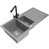Mexen Andres fregadero de granito 1,5 senos con escurridor y grifo de cocina Duero, gris - 6515-71-671600-70