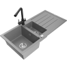 Mexen Andres lavello in granito 1,5 vasca con scolapiatti e rubinetto cucina Duero, grigio - 6515-71-671600-70