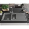 Mexen Andres Granit-Spüle 1,5-Becken mit Abtropffläche und Küchenarmatur Duero, grau - 6515-71-671600-71