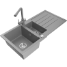 Mexen Andres lavello da cucina in granito 1,5 vasca con scolapiatti e miscelatore cucina Duero, grigio - 6515-71-671600-71