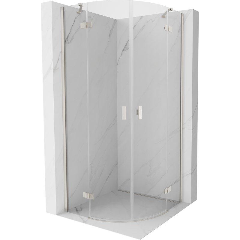 Mexen Mist kabina prysznicowa półokrągła uchylna 100 x 100 cm, transparent, nikiel szczotkowany - 8A33-100-100-97-00