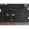 Mexen Andres fregadero de granito 1,5 con escurridor y grifo de cocina Duero, negro/plateado - 6515-73-671600-70