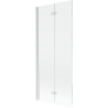 Mexen Mist parawan nawannowy 2-skrzydłowy lewy 80 x 150 cm, transparent, biały - 8A9-080-002-20-00-L