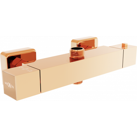 Mexen Cube thermostatic shower tap, rose gold - 77250-60