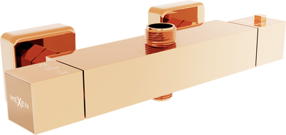 Mexen Cube thermostatic shower faucet, rose gold - 77250-60