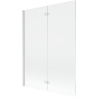 Mexen Mist parawan nawannowy 2-skrzydłowy lewy 130 x 150 cm, transparent, biały - 8A9-130-002-20-00-L