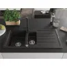 Mexen Andres 1.5-bowl granite sink with drainer and Duero kitchen tap, black/gold - 6515-75-671600-70