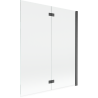 Mexen Mist parawan nawannowy 2-skrzydłowy prawy 140 x 150 cm, transparent, gun gray szczotkowany - 8A9-140-002-66-00-P