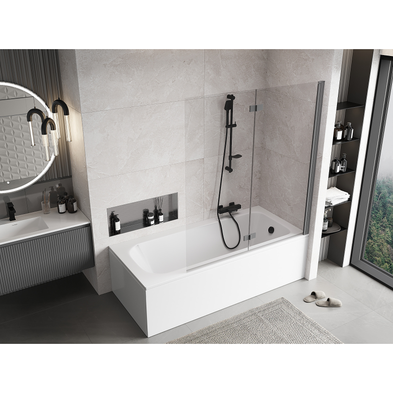 Mexen Mist parawan nawannowy 2-skrzydłowy prawy 140 x 150 cm, transparent, gun metal - 8A9-140-002-95-00-P