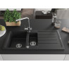Mexen Andres fregadero de granito de 1,5 senos con escurridor y grifo de cocina Duero, negro - 6515-77-671600-00