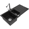Mexen Andres granitizlietne izlietne 1,5 nodalījumā ar notekas un virtuves jaucējkrānu Duero, melna - 6515-77-671600-00