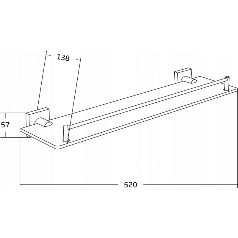 Mexen Rufo Hanging Glass Shelf, Chrome - 7050937-00