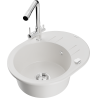 Mexen Kevin 1-bowl granite sink with drainer and Duero kitchen tap, white - 6517-20-671600-00