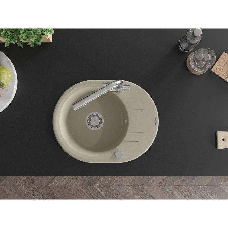 Mexen Kevin Granitspüle 1-Becken mit Abtropffläche und Küchenarmatur Duero, beige - 6517-69-671600-00