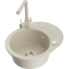 Mexen Kevin granieten spoelbak 1-kuips met afdruiprek en keukenmengkraan Duero, beige - 6517-69-671600-69
