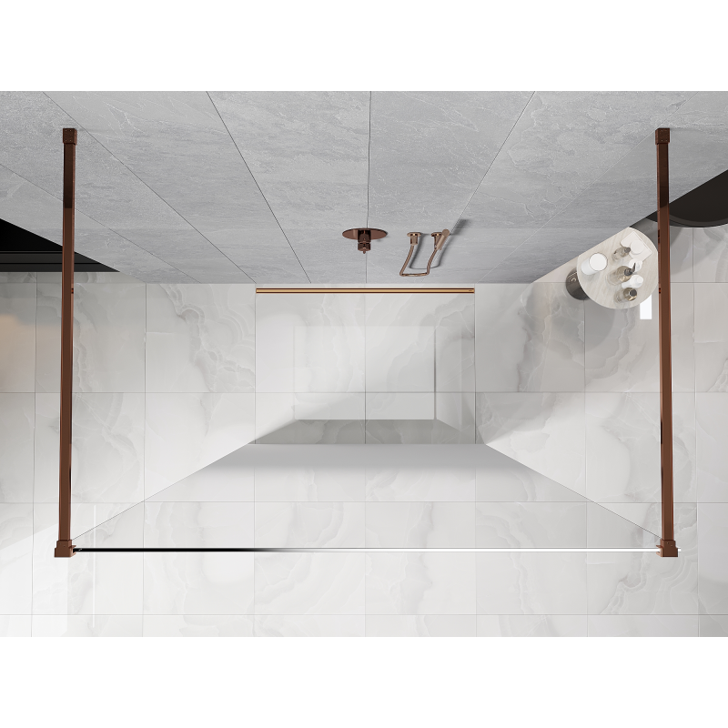 Mexen Kioto ścianka prysznicowa wolnostojąca 100 x 200 cm, ombre biała 8 mm, różowe złoto - 800-100-002-60-86