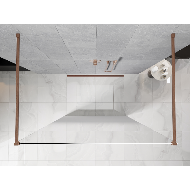 Mexen Kioto ścianka prysznicowa wolnostojąca 150 x 200 cm, ombre biała 8 mm, miedź szczotkowana - 800-150-002-65-86