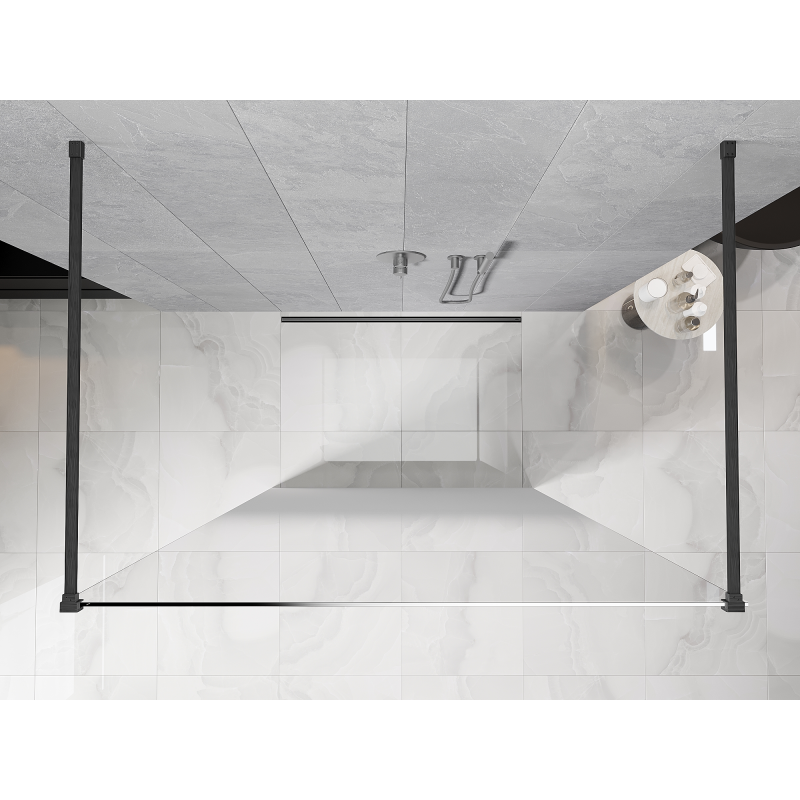 Mexen Kioto ścianka prysznicowa wolnostojąca 150 x 200 cm, ombre biała 8 mm, gun gray szczotkowany - 800-150-002-66-86