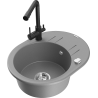 Mexen Kevin fregadero de granito de 1 cubeta con escurridor y grifo de cocina Duero, gris - 6517-71-671600-70
