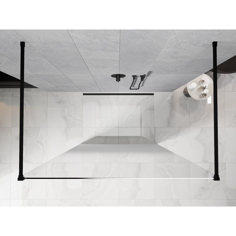 Mexen Kioto ścianka prysznicowa wolnostojąca 150 x 200 cm, ombre biała 8 mm, czarna - 800-150-002-70-86