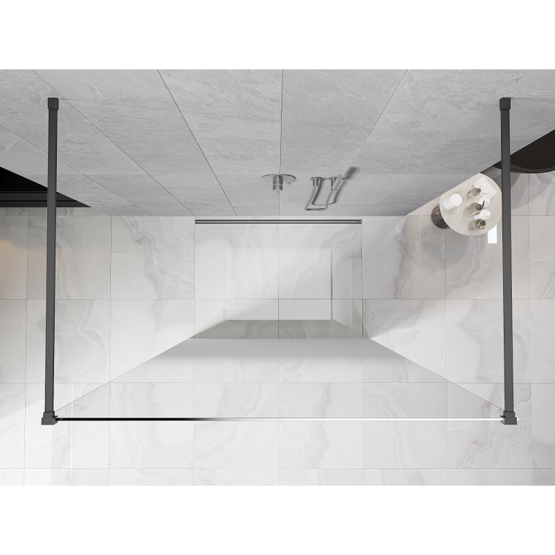 Mexen Kioto ścianka prysznicowa wolnostojąca 110 x 200 cm, ombre biała 8 mm, gun metal - 800-110-002-95-86