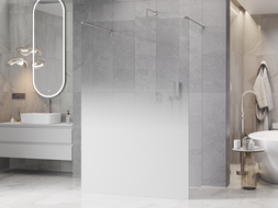 Mexen Kioto Fristående duschvägg 100 x 200 cm, vit ombre 8 mm, borstad nickel - 800-100-002-97-86