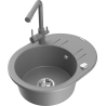Mexen Kevin fregadero de granito de 1 compartimento con escurridor y grifo de cocina Duero, gris - 6517-71-671600-71
