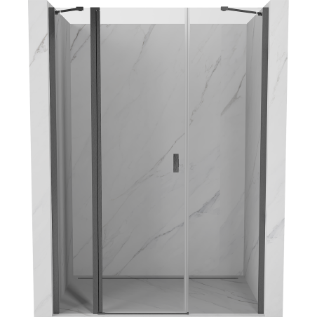 Mexen Mist drzwi prysznicowe uchylne 155 cm, transparent, gun gray szczotkowany - 8A4-155-001-66-00
