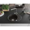 Mexen Kevin granitische spoelbak met 1 bakje en afdruiprek met keukenmengkraan Duero, zwart/goud metallic - 6517-75-671600-00