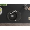 Mexen Kevin granitische 1-komports spoelbak met druiprek en keukenmengkraan Duero, zwart/goud metallic - 6517-75-671600-00