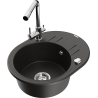 Mexen Kevin fregadero de granito con 1 compartimento con escurridor y grifo de cocina Duero, negro/oro metálico