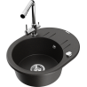 Mexen Kevin granitische 1-komports spoelbak met druiprek en keukenmengkraan Duero, zwart/goud metallic - 6517-75-671600-00