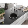 Mexen Kevin granitische 1-komports spoelbak met druiprek en keukenmengkraan Duero, zwart/goud metallic - 6517-75-671600-00