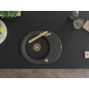 Mexen Kevin fregadero de granito de 1 seno con escurridor y grifo de cocina Duero, negro moteado - 6517-76-671600-50