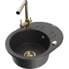 Mexen Kevin fregadero de granito de 1 seno con escurridor y grifo de cocina Duero, negro moteado - 6517-76-671600-50