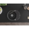 Mexen Kevin granite sink 1-bowl with drainer and Duero kitchen tap, speckled black - 6517-76-671600-76