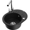 Mexen Kevin fregadero de granito de 1 seno con escurridor y grifo de cocina Duero, negro - 6517-77-671600-00