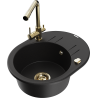 Mexen Kevin fregadero de granito de 1 cubeta con escurridor y grifo de cocina Duero, negro - 6517-77-671600-50