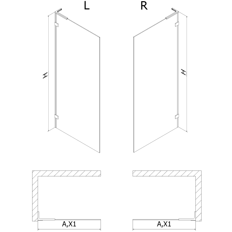Mexen Lunar L pared de ducha Walk-in derecha 90 x 200 cm, transparente 8 mm, oro cepillado - 830L-090-000-55-00-P