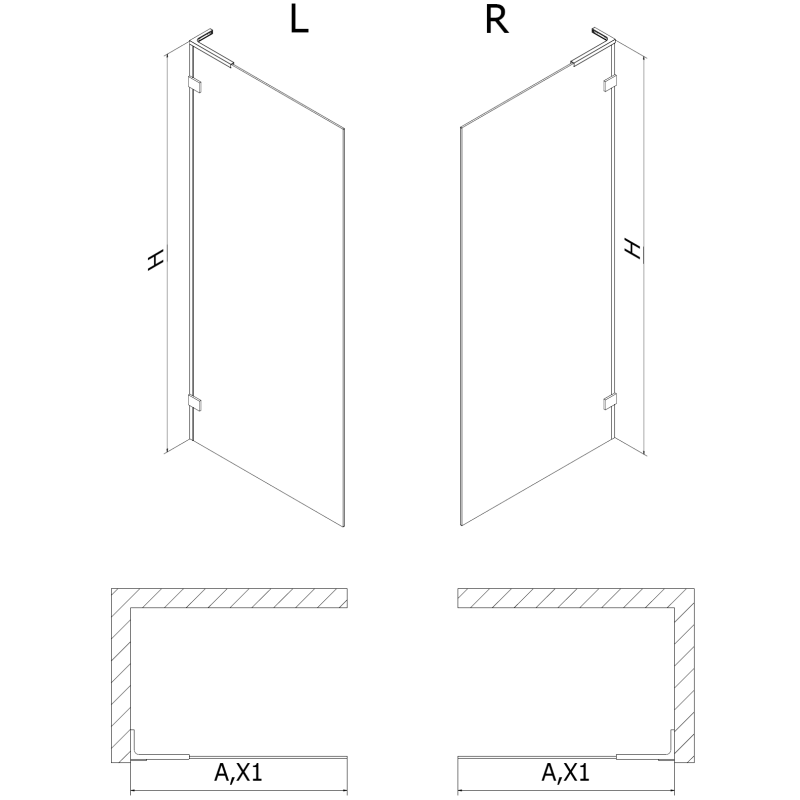 Mexen Lunar L paroi de douche Walk-in droite 100 x 200 cm, transparent 8 mm, métal canon - 830L-100-000-95-00-P